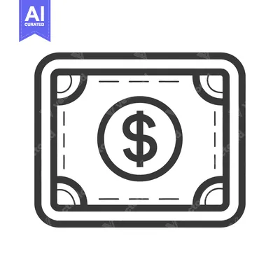 Premium design asset: Simplified image of a rectangular banknote showing a dollar symbol