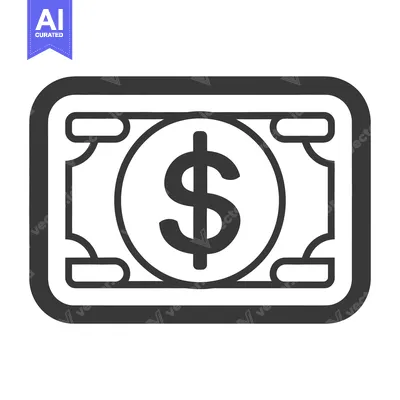 Aset premium populer: Simple black and white illustration of a dollar bill icon