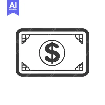 Premium design asset: A grayscale illustration of a single dollar bill