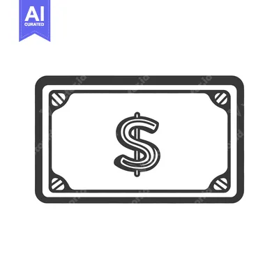 Aset desain premium: Simplified monochrome image representation of a dollar currency bill