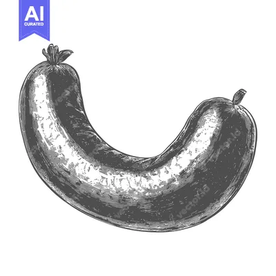 Aset premium populer: A detailed illustration of a curved sausage
