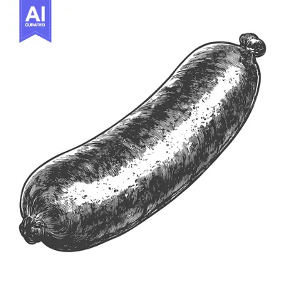 Aset desain premium: A Detailed Engraving Of A Single Sausage