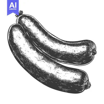Premium design asset: Two Delicious Sausages Ready For Grilling
