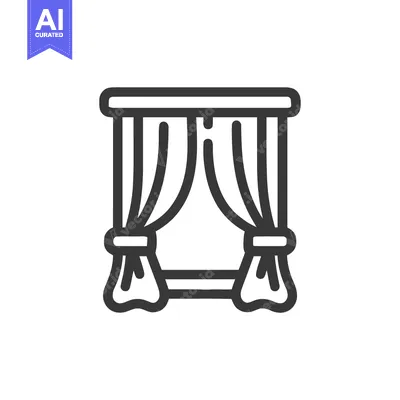 Aset desain premium: Elegant Window Curtains Icon: Minimalist Design for Interior Decor
