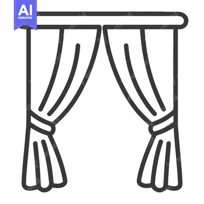 Aset premium populer: Elegant Curtains Outline: Minimalist Design for Interior Decor