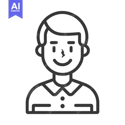 Aset desain premium: A simple illustration of a smiling human male person