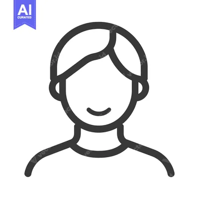 Aset premium populer: A simple line drawing of a smiling human person
