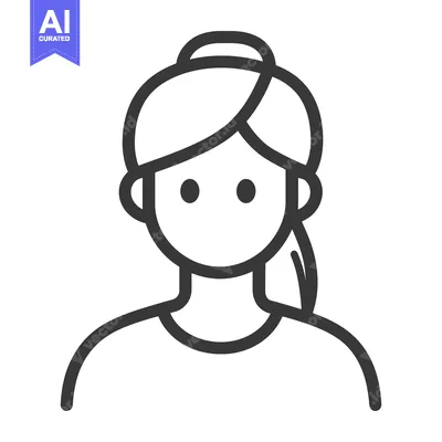 Aset premium populer: A simple line drawing depicting a woman with her hair up