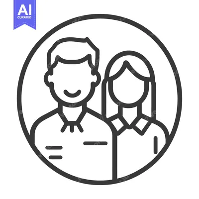 Popular premium asset: A smiling man and woman within a circular black frame