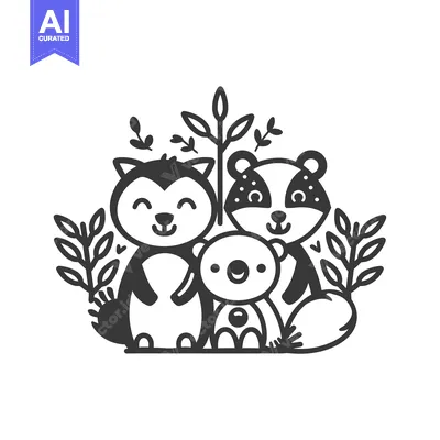Popular premium asset: Cute Cartoon Animals with Floral Elements