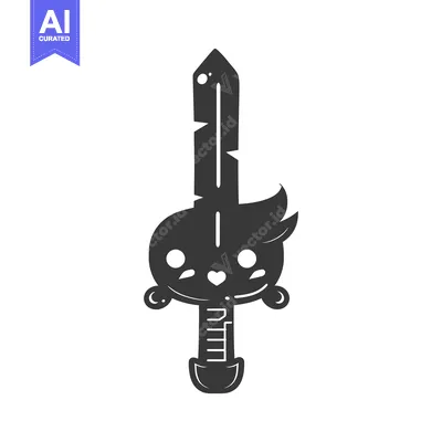 Aset desain premium: Cute Cartoon Character Holding a Sword