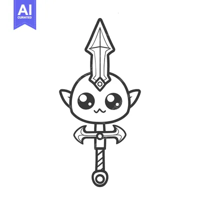 Aset premium populer: Cute Cartoon Character Holding a Sword