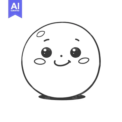 Premium design asset: Cute Cartoon Circle with Happy Face and Big Eyes
