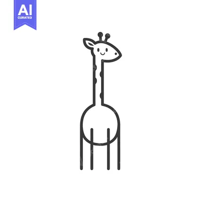 Aset desain premium: Cute Cartoon Giraffe with Long Neck and Spots