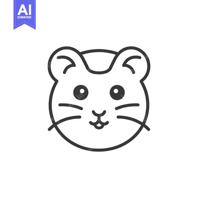 Aset desain premium: Cute Cartoon Hamster Face with Large Eyes and Whiskers