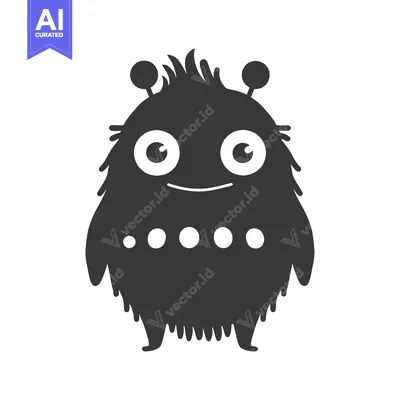 Aset premium populer: Cute Cartoon Monster with Big Eyes and Smiling Face
