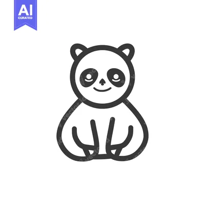 Aset desain premium: Cute Cartoon Panda Bear with Big Eyes