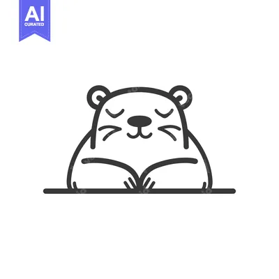 Premium design asset: Cute Cartoon  Sleeping Groundhog  With Closed Eyes and Paws Folded in