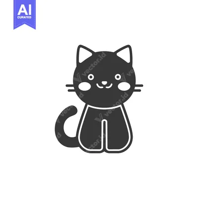 Premium design asset: A Friendly Cartoon Black Cat Sitting With A Happy Expression