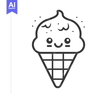 Aset premium populer: A smiling ice cream cone with a textured soft serve top