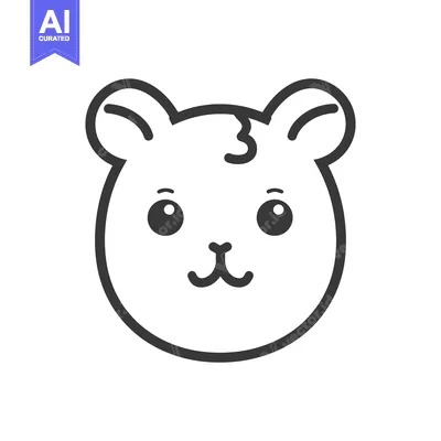 Aset desain premium: A simple black and white line drawing of a bear face