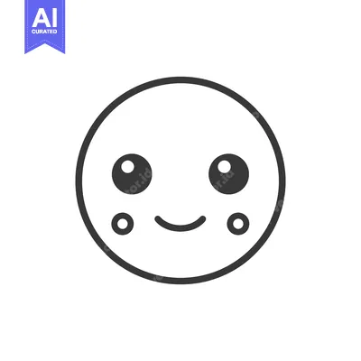 Premium design asset: A happy smiling circle with eyes and two cheek dots