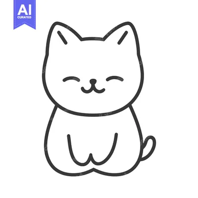 Aset premium populer: An adorable cartoon cat sitting and smiling in simplistic illustration