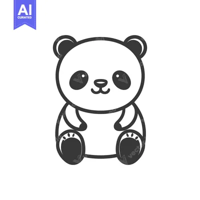 Aset premium populer: A Simple Black And White Cartoon Depiction of a Panda Bear