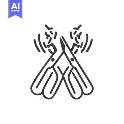Aset premium populer: Crossed scissors cutting something small with speed and sharpness