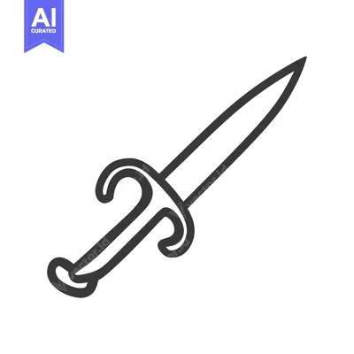 Aset premium populer: A simplistic line drawing depicting a medieval short dagger blade