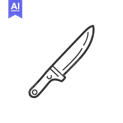Aset premium populer: A detailed illustration depicts a kitchen knife on a white background