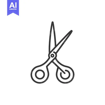 Aset premium populer: Black outline image presenting open scissors on a white background