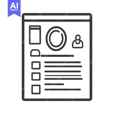 Aset premium populer: A simple black and white document representing a profile of a person