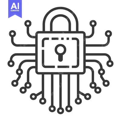 Aset premium populer: An abstract graphic illustration of a circuit board and a lock