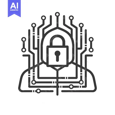 Aset desain premium: A secure network personified by a digital circuit and lock