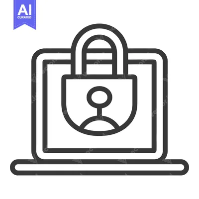 Aset premium populer: A stylized laptop computer with a privacy lock icon displayed