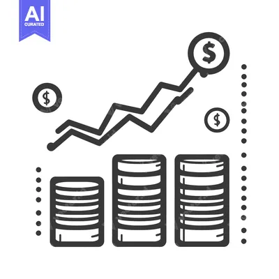 Premium design asset: Increasing financial gains visualized through stacked coins and trends