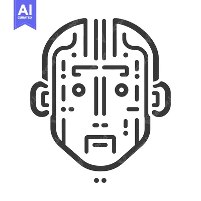 Aset premium populer: A simple line drawing depicting a face with ears and facial features