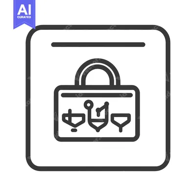 Aset premium populer: Black and white illustration of a briefcase and abstract icons