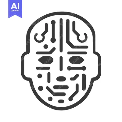 Aset desain premium: A stylized illustration depicts a digital circuit board human face