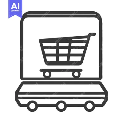 Aset premium populer: A digital shopping cart icon displayed on a laptop computer