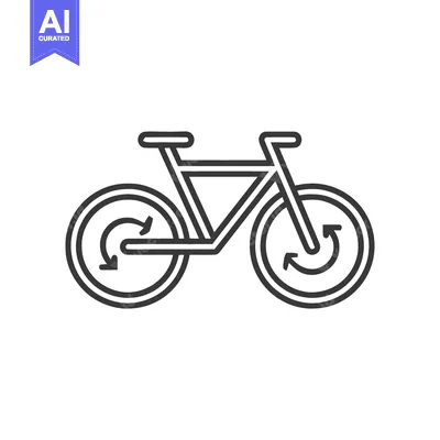 Popular premium asset: Minimalist Bicycle Icon with Circular Arrows, Black Outline on White B