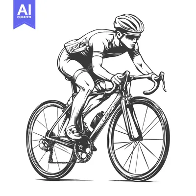 Popular premium asset: A cyclist wearing a helmet is riding a road bicycle in motion