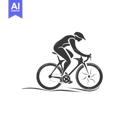 Aset desain premium: Cyclist in Motion, Silhouette of a Person Riding a Bike