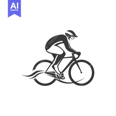 Aset desain premium: Cyclist in Motion with Helmet and Blurred Background