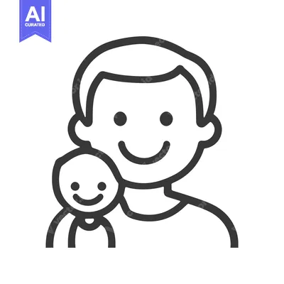 Aset premium populer: A simple illustration of a father holding a small baby