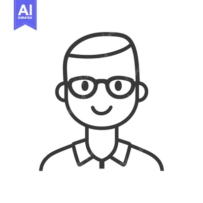 Premium design asset: A simple graphic illustration of a smiling person with glasses