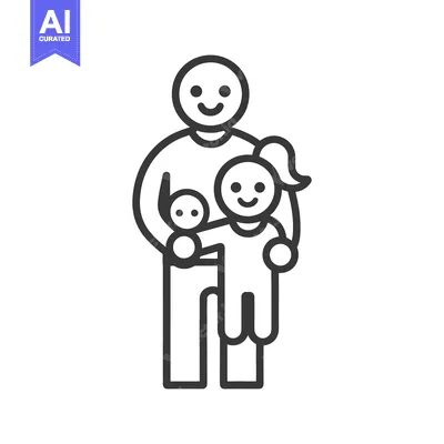 Popular premium asset: A smiling parent embracing two children as a family unit