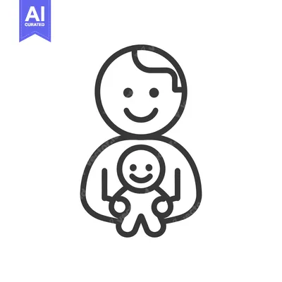 Aset desain premium: A smiling parent lovingly holding a small smiling child figure