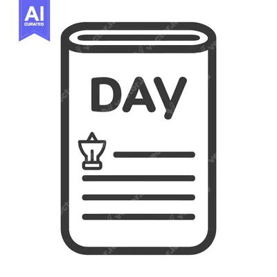 Aset desain premium: A flat illustration displaying a notebook with the word day written in